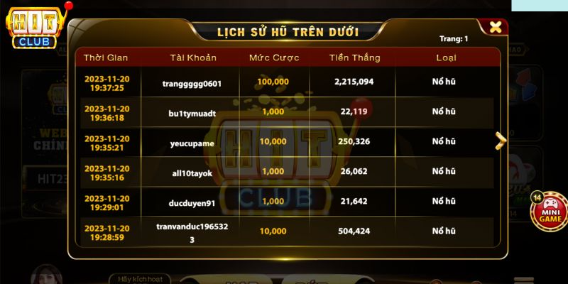 Minigame trên dưới hitclub