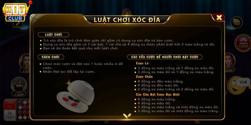 luật chơi xóc đĩa hitclub cơ bản