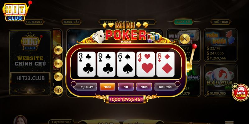 mức độ trả thưởng khi chơi mini poker hitclub